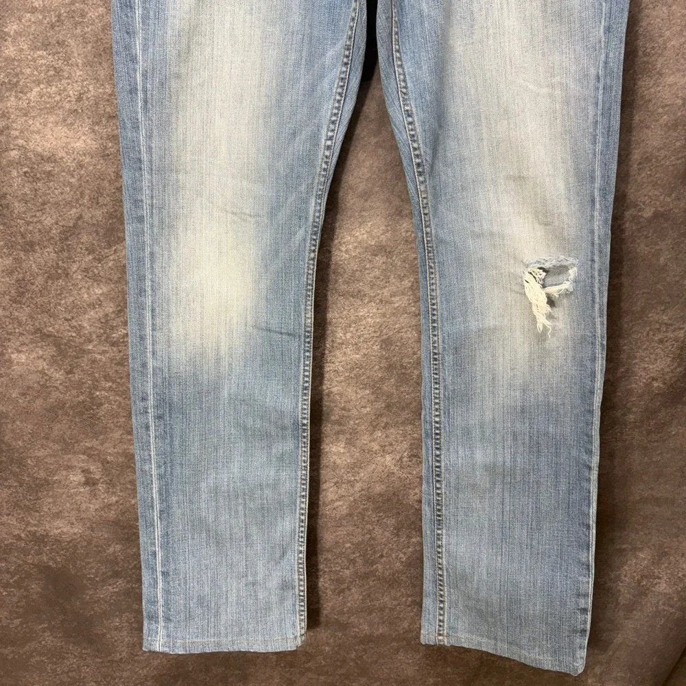 Hudson Byron Straight Leg Jeans Mens Size 32 Distressed Light Wash Button Fly